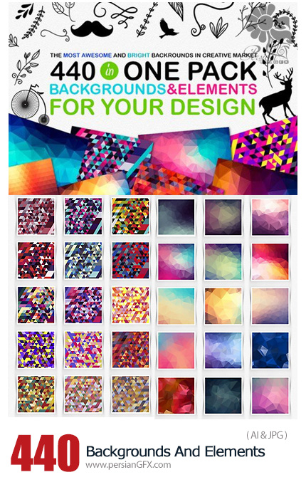 دانلود مجموعه تصاویر وکتور پس زمینه و عناصر طراحی متنوع - CM 440 Backgrounds And Elements
