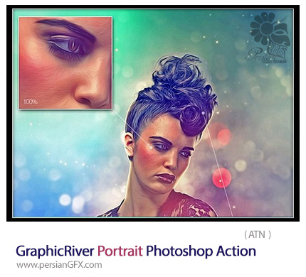 دانلود اکشن فتوشاپ ساخت پرتره نقاشی با افکت بوکه از گرافیک ریور - GraphicRiver Portrait Photoshop Action