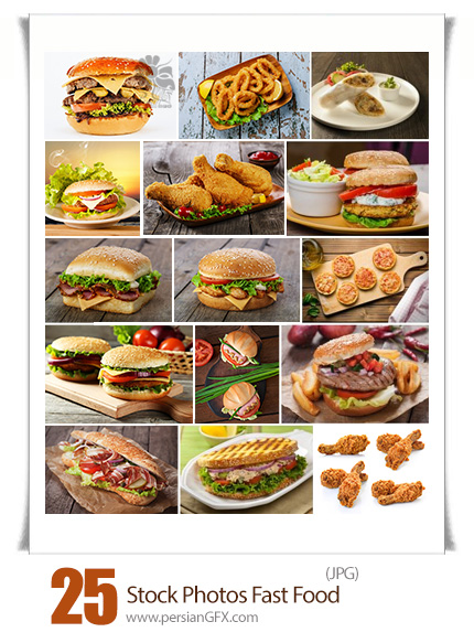دانلود تصاویر با کیفیت فست فود، همبرگر، مرغ سوخاری، قارچ سوخاری - Stock Photos Fast Food