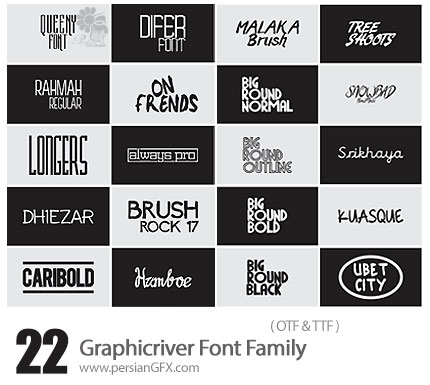 دانلود مجموعه فونت های انگلیسی متنوع - Graphicriver Bundle All My Font 22 Font Family