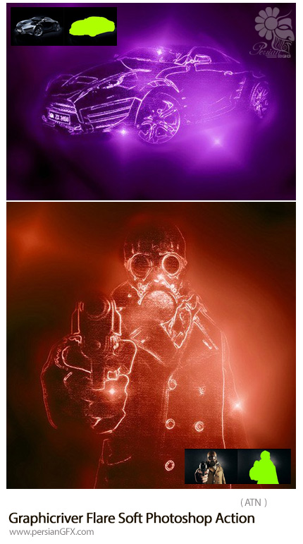 دانلود اکشن فتوشاپ ایجاد افکت نورهای درخشان بر روی تصاویر از گرافیک ریور - Graphicriver Flare Soft Photoshop Action