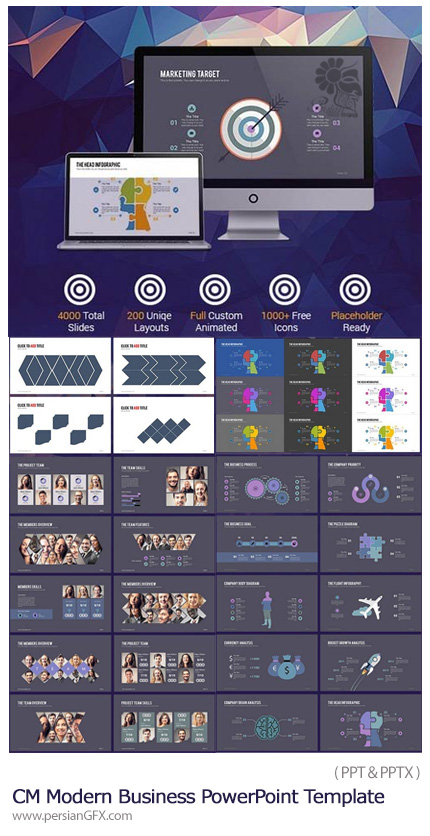 دانلود مجموعه قالب های آماده تجاری پاورپوینت - CM Modern Business PowerPoint Template