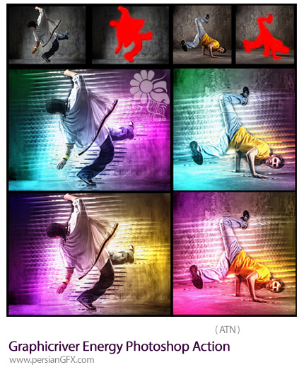 دانلود اکشن فتوشاپ ایجاد افکت انرژی بر روی تصاویر از گرافیک ریور - Graphicriver Energy Photoshop Action