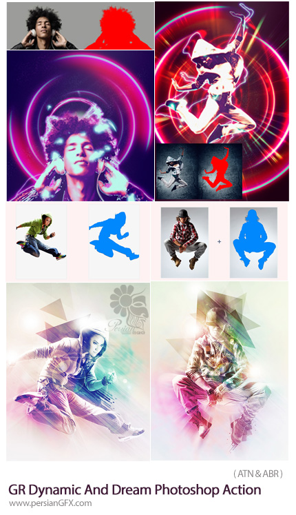 دانلود 2 اکشن فتوشاپ ایجاد افکت پویا نمایی و رویایی بر روی تصاویر از گرافیک ریور - Graphicriver Dynamic And Dream Photoshop Action