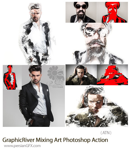 دانلود اکشن فتوشاپ ایجاد افکت هنری ترکیبی بر روی تصاویر از گرافیک ریور - GraphicRiver Mixing Art Photoshop Action