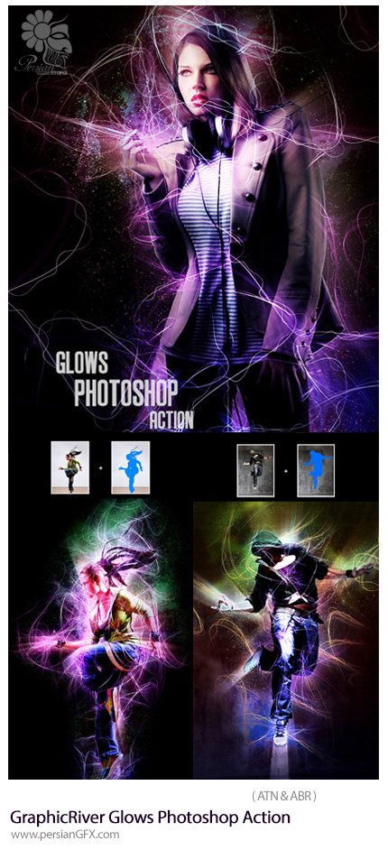 دانلود اکشن فتوشاپ ایجاد افکت درخشان بر روی تصاویر از گرافیک ریور - GraphicRiver Glows Photoshop Action