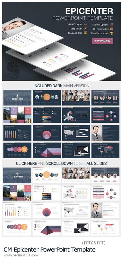 دانلود مجموعه قالب های آماده تجاری پاورپوینت - CM Epicenter PowerPoint Template
