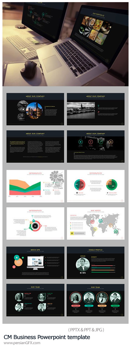 دانلود مجموعه قالب های آماده تجاری پاورپوینت - CM Business Powerpoint template