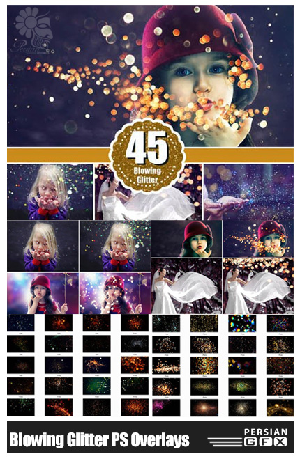 دانلود 45 تصویر کلیپ آرت افکت های بوکه متنوع برای عکس ها - CM Blowing glitter Photoshop Overlays