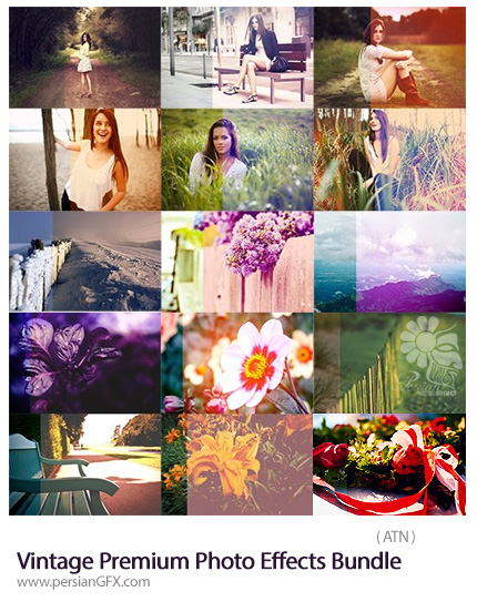دانلود مجموعه اکشن فتوشاپ با افکت های متنوع قدیمی - CreativeMarket Vintage Premium Photo Effects Bundle