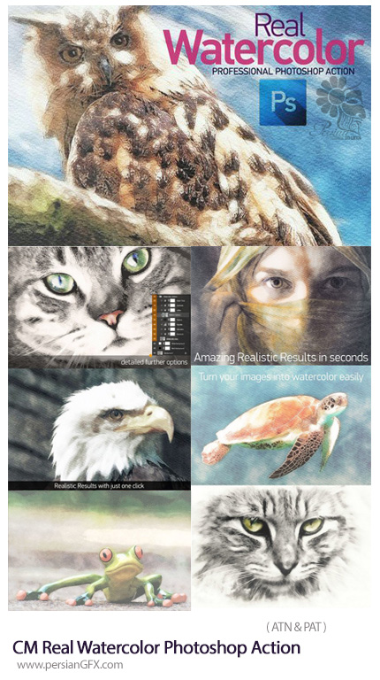 دانلود اکشن فتوشاپ تبدیل تصاویر به نقاشی آبرنگی واقعی - CM Real Watercolor Photoshop Action