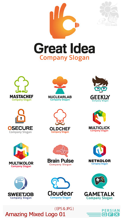 دانلود تصاویر وکتور آرم و لوگوهای مختلف شگفت انگیز - Amazing Mixed Logo 01