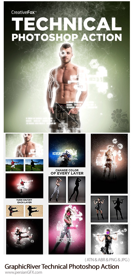 دانلود اکشن فتوشاپ ایجاد افکت تکنیکی بر روی تصاویر از گرافیک ریور - GraphicRiver Technical Photoshop Action