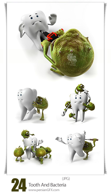 دانلود تصاویر با کیفیت دندان و باکتری ها - Tooth And Bacteria