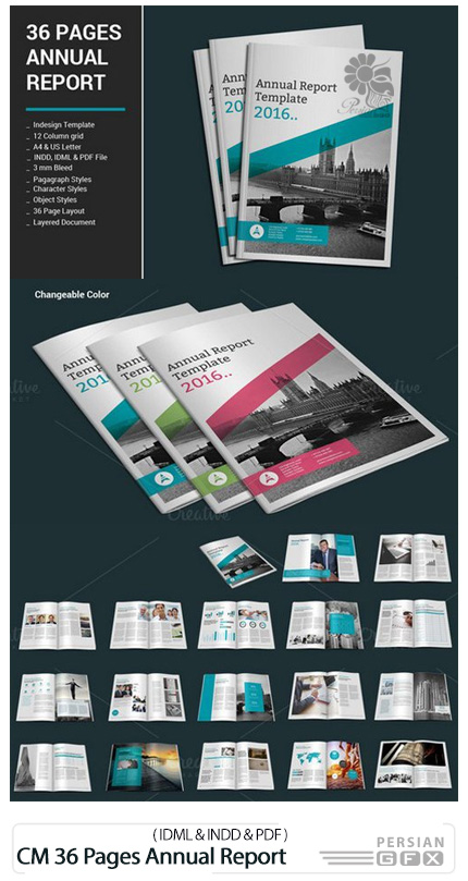 دانلود قالب آماده 36 صفحه خبرنامه سالیانه با فرمت ایندیزاین - CM 36 Pages Annual Report