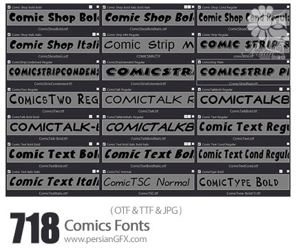 دانلود 718 فونت انگلیسی کامیک - 718 Comics Fonts