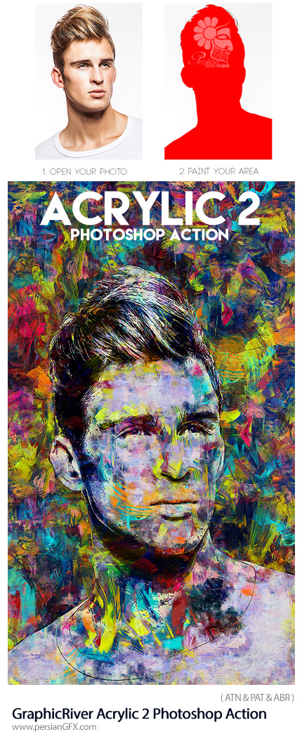 دانلود اکشن فتوشاپ ایجاد افکت اکریلیک بر روی تصاویر از گرافیک ریور - GraphicRiver Acrylic 2 Photoshop Action