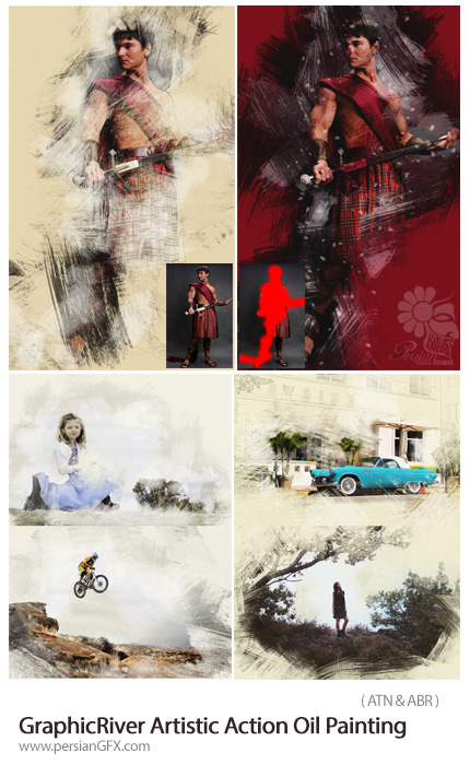 دانلود اکشن فتوشاپ ایجاد افکت هنری نقاشی رنگ روغن بر روی تصاویر از گرافیک ریور - GraphicRiver Artistic Photoshop Action Oil Painting Action