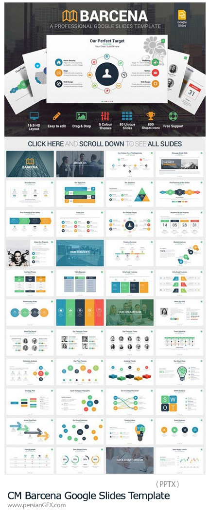 دانلود مجموعه قالب آماده تجاری پاورپوینت - CM Barcena Google Slides Template