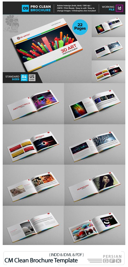 دانلود قالب آماده بروشورهای تجاری با فرمت ایندیزاین - CM Clean Brochure Template