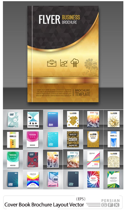 دانلود مجموعه تصاویر وکتور قالب آماده کاور کتاب و بروشور - Cover Book Brochure Layout Vector