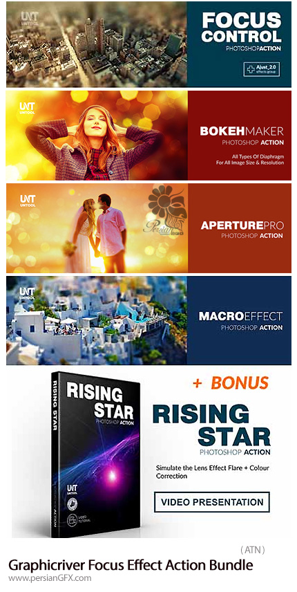 دانلود مجموعه اکشن فتوشاپ افکت فوکوس از گرافیک ریور - Graphicriver Focus Effect Action Bundle