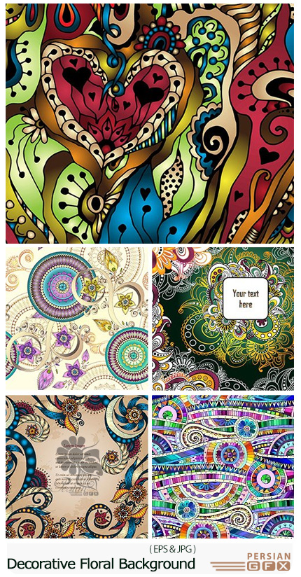 دانلود تصاویر وکتور پس زمینه های تزئینی گلدار - Decorative Floral Background