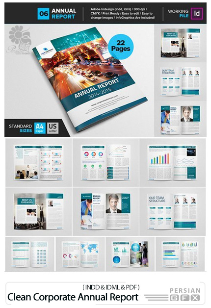 دانلود قالب لایه باز خبرنامه سالانه با فرمت ایندیزاین - CM Clean Corporate Annual Report