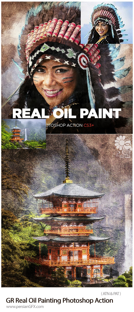 دانلود اکشن فتوشاپ ایجاد افکت نقاشی رنگ روغن واقعی بر روی تصاویر از گرافیک ریور - GraphicRiver Real Oil Painting Photoshop Action