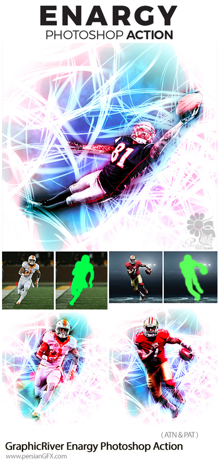 دانلود اکشن فتوشاپ ایجاد افکت انرژی بر روی تصاویر از گرافیک ریور - GraphicRiver Enargy Photoshop Action