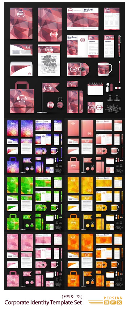 دانلود مجموعه تصاویر وکتور ست اداری، کارت ویزیت، پاکت نامه، سربرگ و ... - Corporate Identity Template Set Branding Design
