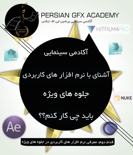 آکادمی سینمایی پرشین جی اف ایکس - برای شروع چه کار کنم : آشنایی اولیه با نرم افزار های کاربردی جلوه های ویژه سینمایی