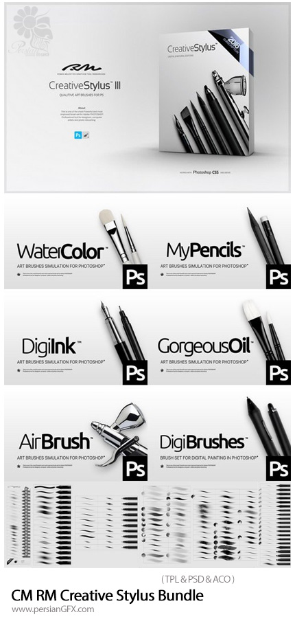 دانلود پک براش فتوشاپ برای قلم های استایلیوس - CM RM Creative Stylus III Bundle