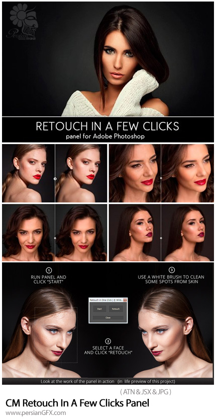 دانلود پنل و اکشن فتوشاپ رتوش پوست - CM Retouch In A Few Clicks Panel