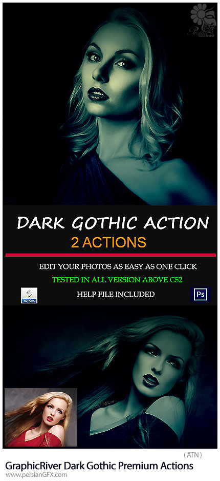 دانلود اکشن فتوشاپ ایجاد افکت تیره بر روی تصاویر از گرافیک ریور - GraphicRiver Dark Gothic Premium Actions