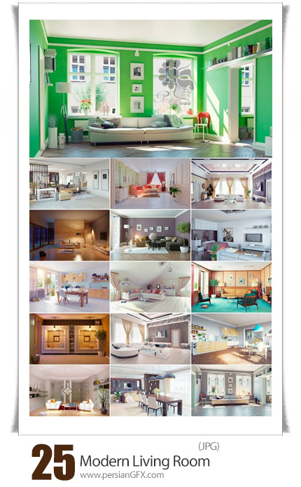 دانلود تصاویر با کیفیت طراحی داخلی مدرن خانه - Modern Living Room