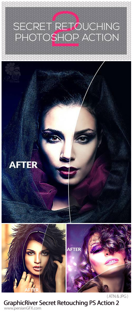 دانلود اکشن فتوشاپ رتوش حرفه ای تصاویر از گرافیک ریور - GraphicRiver Secret Retouching Photoshop Action 2