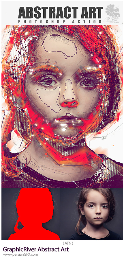 دانلود اکشن فتوشاپ ایجاد افکت هنری خطوط انتزاعی بر روی تصاویر از گرافیک ریور - GraphicRiver Abstract Art