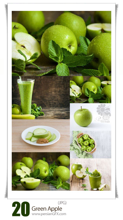 دانلود تصاویر با کیفیت سیب سبز و آب سیب - Green Apple