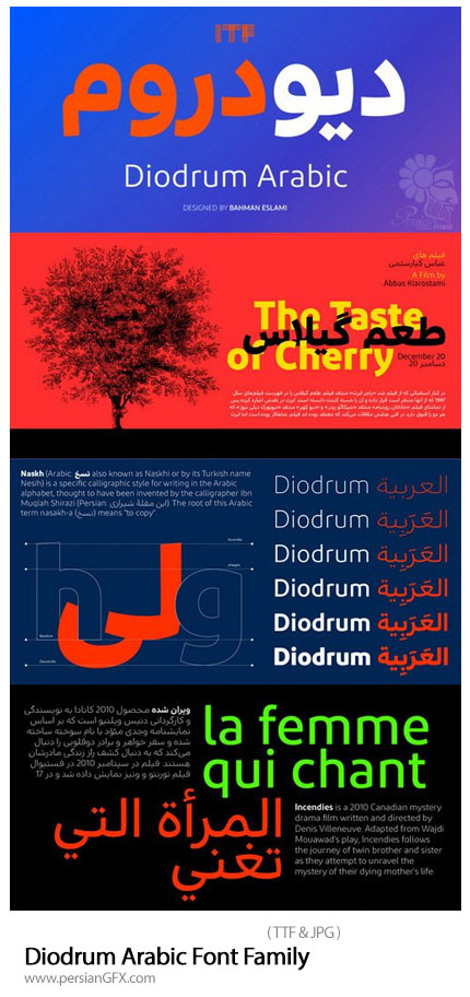دانلود فونت عربی، فارسی و انگلیسی دیودروم - Diodrum Arabic Font Family