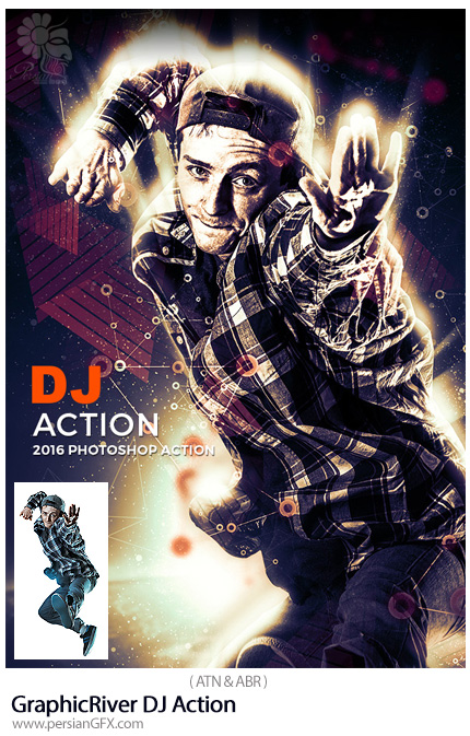 دانلود اکشن فتوشاپ ایجاد افکت انتزاعی دی جی بر روی تصاویر از گرافیک ریور - GraphicRiver DJ Action