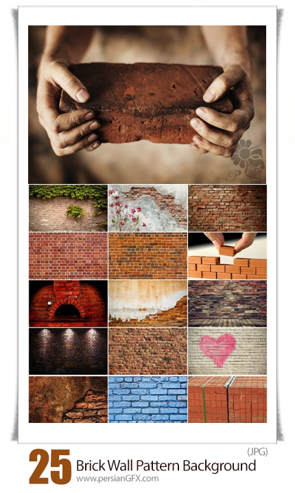 دانلود مجموعه تصاویر با کیفیت بافت دیوارهای آجری متنوع - Collection Of Brick Wall Pattern Background