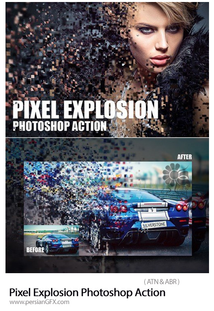 دانلود اکشن فتوشاپ ایجاد افکت انفجار پیکسل بر روی تصاویر - Pixel Explosion Photoshop Action