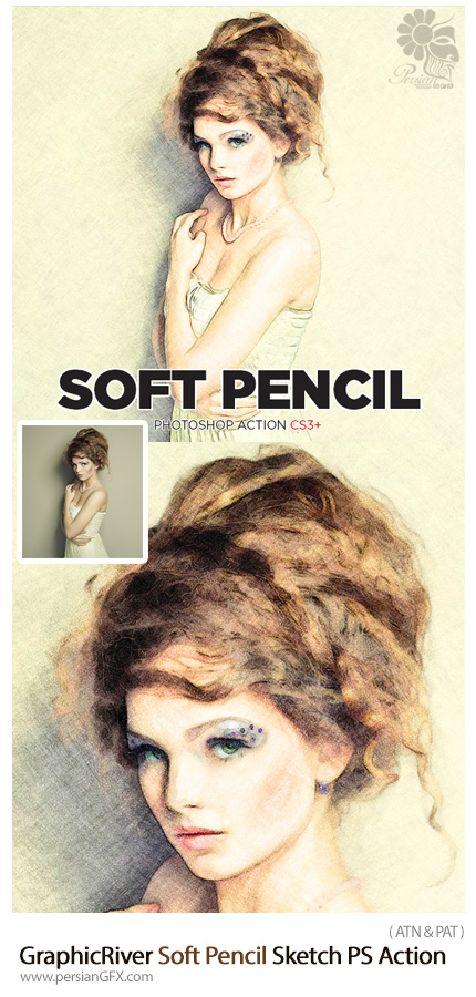 دانلود اکشن فتوشاپ تبدیل تصاویر به طرح اولیه نقاشی با مداد نرم از گرافیک ریور - GraphicRiver Soft Pencil Sketch Photoshop Action