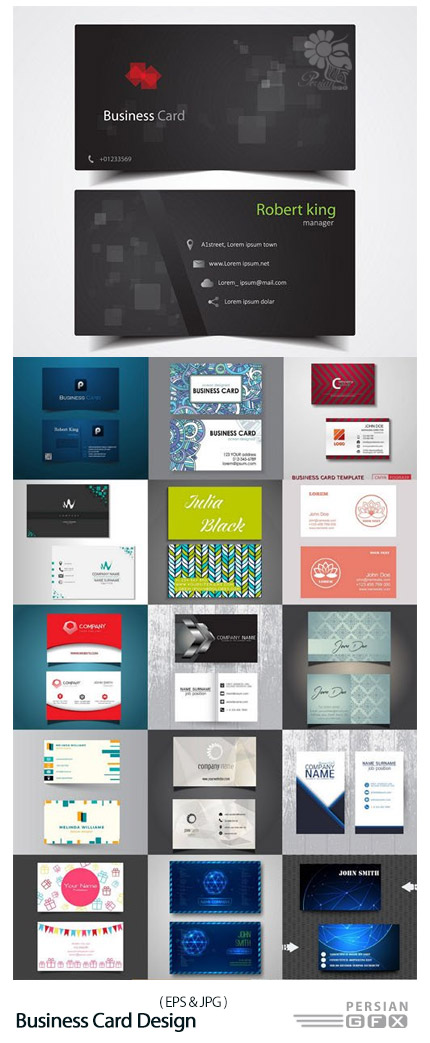دانلود تصاویر وکتور کارت ویزیت های گرافیکی - Business Card Design