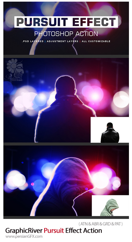 دانلود اکشن فتوشاپ ایجاد افکت پس زمینه تیره با بوکه های رنگارنگ از گرافیک ریور - GraphicRiver Pursuit Effect Action