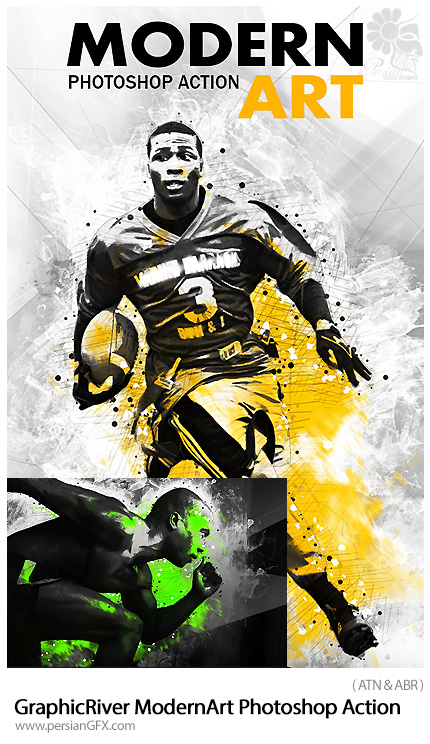 دانلود اکشن فتوشاپ ایجاد افکت هنری مدرن بر روی تصاویر از گرافیک ریور - GraphicRiver ModernArt Photoshop Action