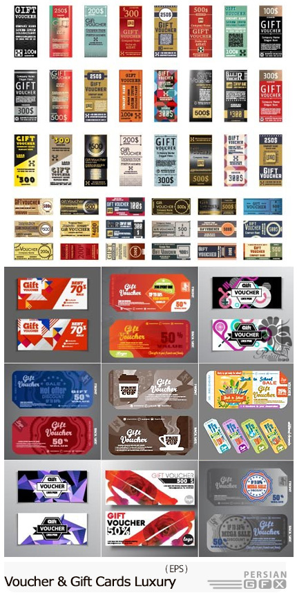 دانلود تصاویر وکتور کوپن و کارت های هدیه لوکس - Voucher And Gift Cards Luxury Vector