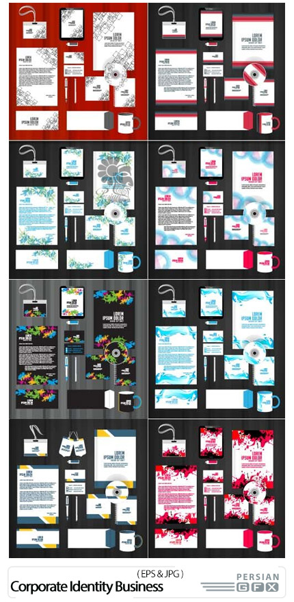 دانلود مجموعه تصاویر وکتور ست اداری، کارت ویزیت، پاکت نامه، سربرگ و ... - Corporate Identity Business Templates Vector