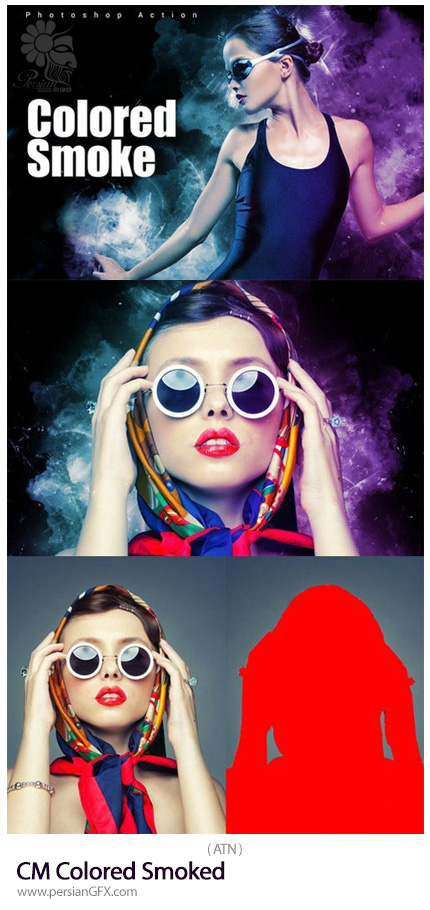 دانلود اکشن فتوشاپ ایجاد افکت دودهای رنگی بر روی تصاویر - CM Colored Smoked